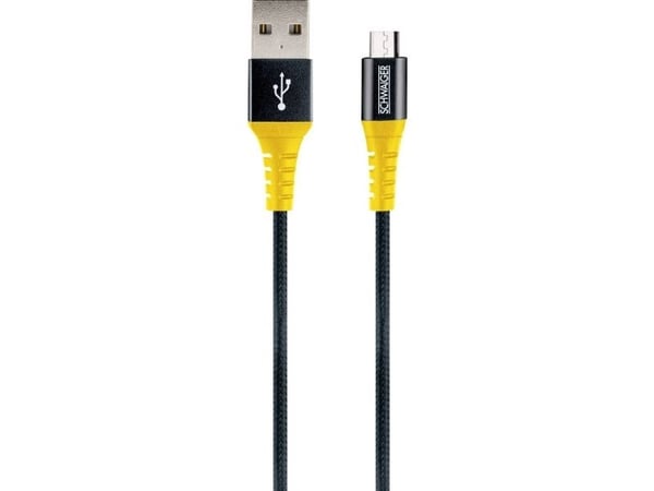 Schwaiger WKUM10 511, 1,2 m, USB A, Micro-USB B, USB 2.0, 480 Mbit/s, Musta, Keltainen