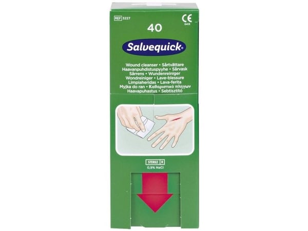 Sårrenseservietter Salvequick, refill, boks a 40 stk.