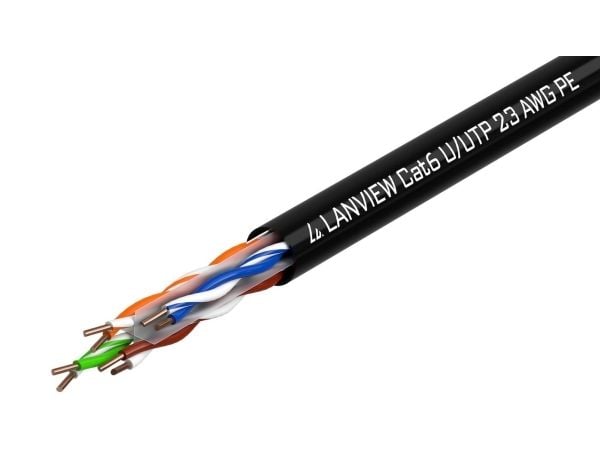 Lanview - Samlet kabel - 305 m - UTP - CAT 6 - utendørs, solid - svart