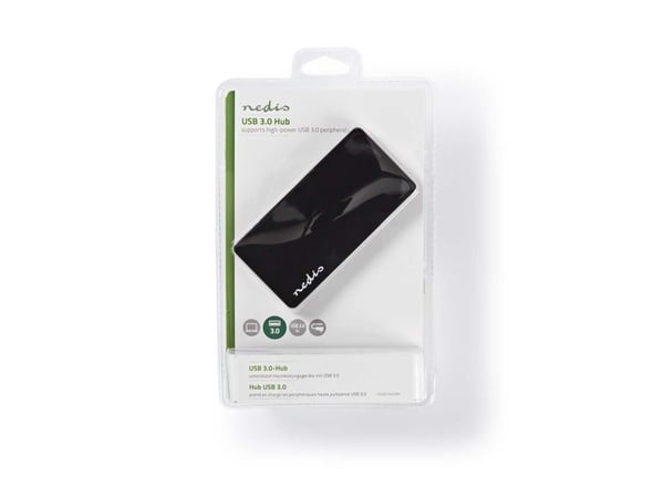 Nedis UHUBU3420BK - Hub - 4 x SuperSpeed USB 3.0 - stasjonær