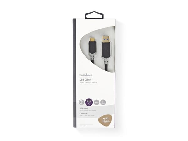 Nedis - USB-kabel - USB-C (hann) til USB-type A (hann) - USB 3.0 - 1 m - antrasitt