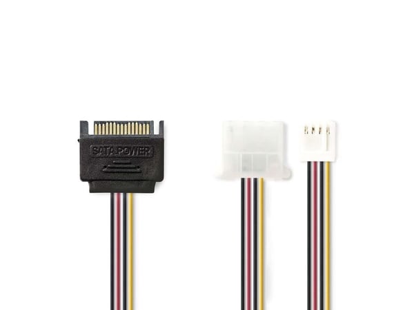 Nedis - Strømadapter - SATA-strøm (hann) til 4-pin intern strøm, 4-pin mini-strømkontakt (hunn) - 15 cm - forskjellige
