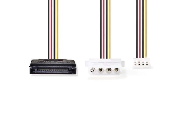 Nedis - Strømadapter - SATA-strøm (hann) til 4-pin intern strøm, 4-pin mini-strømkontakt (hunn) - 15 cm - forskjellige