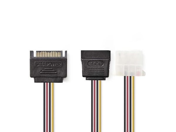 Nedis - Strømadapter - SATA-strøm (hann) til 4-pin intern strøm, SATA-strøm (hunn) - 15 cm - forskjellige