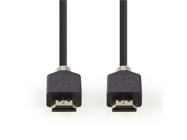 Nedis - HDMI-kaapeli Ethernetillä - HDMI-uros HDMI-uros - 1 m - suojattu - antrasiitti (musta) - pyöreä