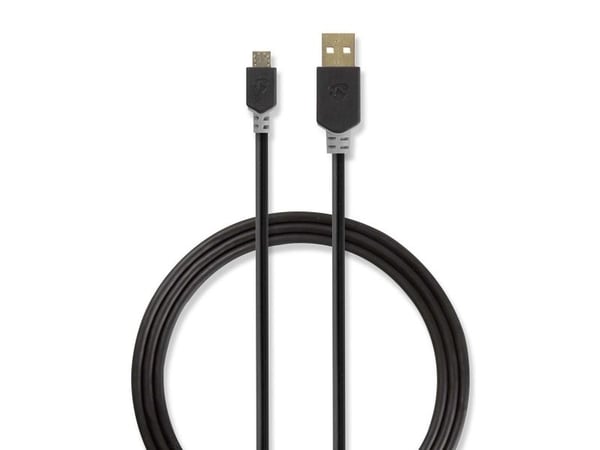 Nedis - USB-kaapeli - USB (han) til Micro-USB Type B (han) - USB 2.0 - 2 m - formet, rund - antracit (sort)
