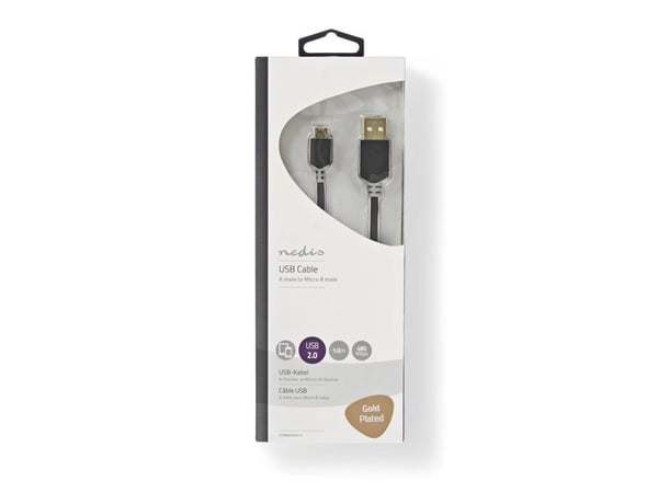 Nedis - USB-kaapeli - USB (han) til Micro-USB Type B (han) - USB 2.0 - 2 m - formet, rund - antracit (sort)