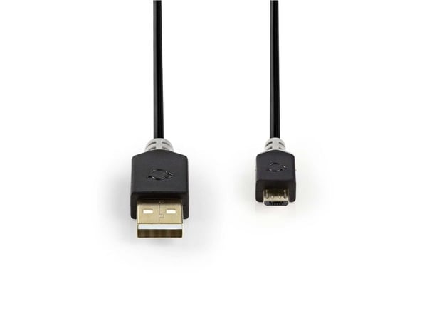 Nedis - USB-kaapeli - USB (han) til Micro-USB Type B (han) - USB 2.0 - 2 m - formet, rund - antracit (sort)