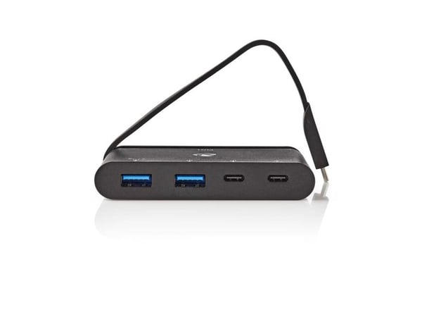 Nedis TCARF250BK - Hub - 1 x USB 3.1 Gen 2 + 2 x USB 3.1 + 1 x USB 3.1 Gen 2 (strømlevering) - stasjonær