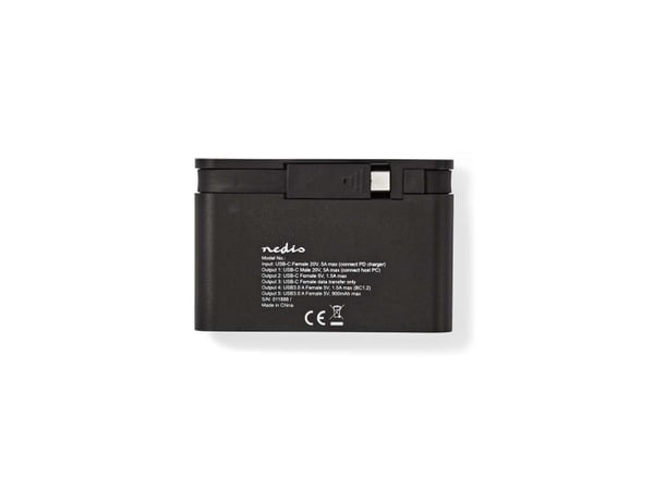 Nedis TCARF250BK - Hub - 1 x USB 3.1 Gen 2 + 2 x USB 3.1 + 1 x USB 3.1 Gen 2 (strømlevering) - stasjonær