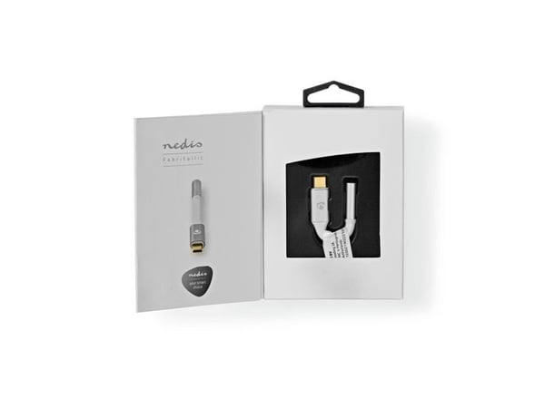 Nedis - USB-C til hodetelefons-jakkadapter - USB-C hann til mini-phone stereo 3.5 mm hunn - 8 cm - aluminium