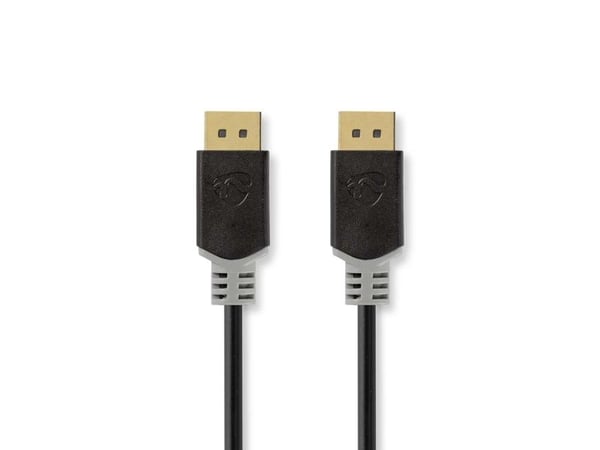 Nedis - DisplayPort-kabel - DisplayPort (hann) rett til DisplayPort (hann) rett - DisplayPort 1.4 - 3 m - formstøpt, rund, 8K-støtte - grå, antrasitt