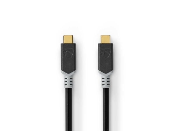 Nedis - USB-kabel - USB-C (hann) til USB-C (hann) - USB 3.2 Gen 2 - 5 A - 2 m - antrasitt