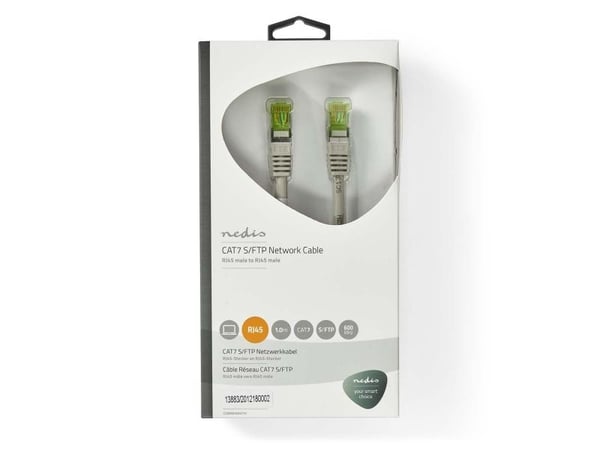 Nedis - Patchkabel - RJ-45 (han) lige til RJ-45 (han) lige - 1 m - 6 mm - SFTP - CAT 7 - halogenfri, formet, knastfri - grå