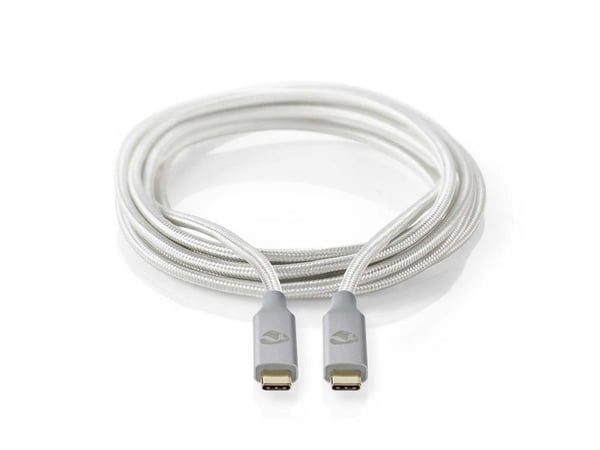 Nedis - USB-kaapeli - USB-C (han) til USB-C (han) - USB 3.2 Gen 2 - 5 A - 2 m - sølv - sølv
