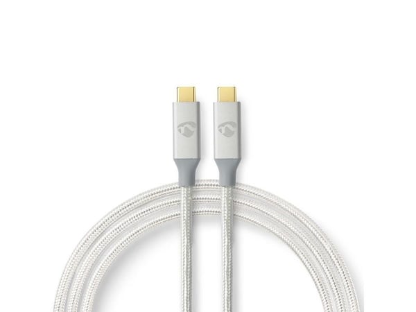 Nedis - USB-kaapeli - USB-C (han) til USB-C (han) - USB 3.2 Gen 2 - 5 A - 2 m - sølv - sølv