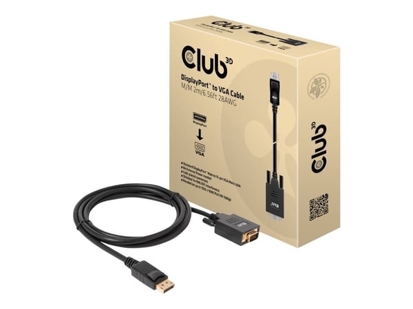 Club 3D - Adapterkabel - DisplayPort (hann) til HD-15 (VGA) (hann) - 2 m - 1080p-støtte