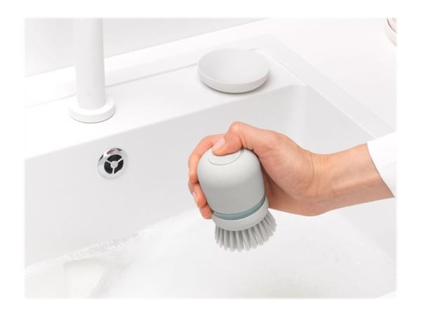 Brabantia - Soap dispensing dish brush - polyester - ljusgrå
