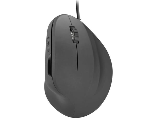 SPEEDLINK PIAVO - Vertikal mus - ergonomisk - høyrehendt - optisk - 5 knapper - trådløs - 2.4 GHz - USB trådløs mottaker - gummisvart - hengeboks