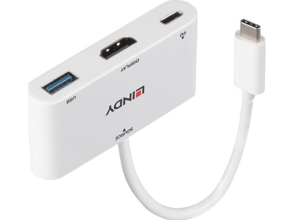 Lindy 43340, 0,18 m, HDMI + USB Type-A, USB Type-C, Naarasliitin, Urosliitin, suora
