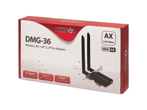 Inter-Tech DMG-36 - Nettverksadapter - PCIe 2.0 - Bluetooth 5.2, Wi-Fi 6E