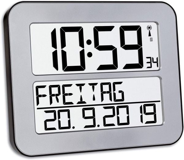 TFA Time Line Max - Alarmklokke - elektronisk - skrivebord, veggmonterbar - sølv