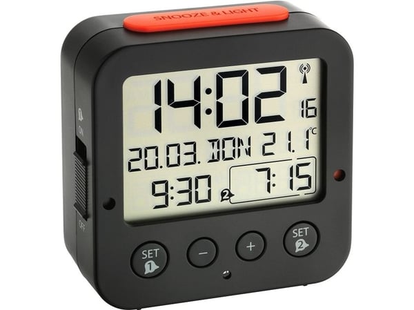 TFA-Dostmann BINGO, Digital vekkerklokke, Rektangel, Sort, -10 - 50 °C, LCD, Batteri