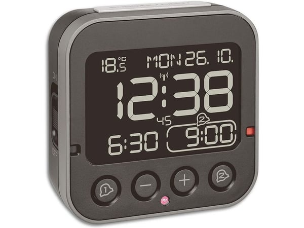 TFA-Dostmann BINGO 2.0, Digital vekkerklokke, firkant, Sort, Plast, -10 - 50 °C, LCD