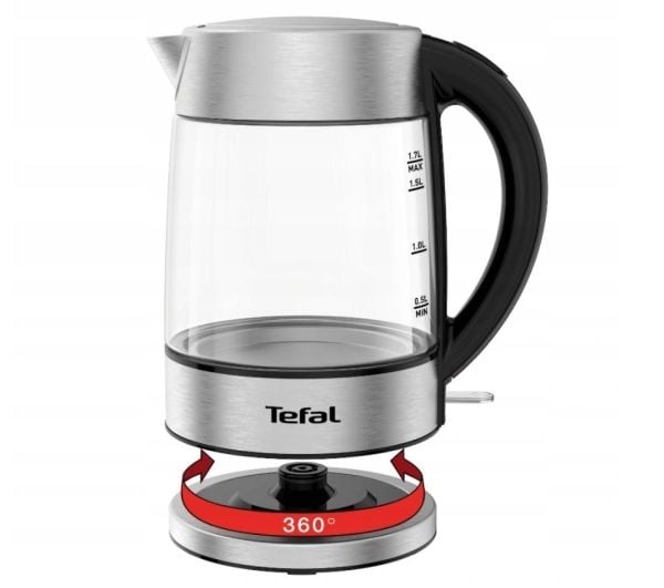 Tefal KI772D, 1,7 L, 2400 W, Rustfritt stål, Transparent, Glass, Vannmåler, Overopphetingsbeskyttelse