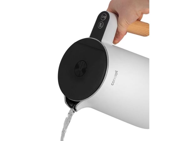 Concept RK3300, 1,5 l, 2200 W, Hvit, Plast, Rustfritt stål, Justerbar termostat, Trådløs