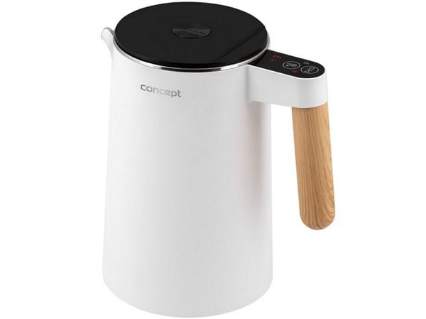 Concept RK3300, 1,5 l, 2200 W, Hvit, Plast, Rustfritt stål, Justerbar termostat, Trådløs