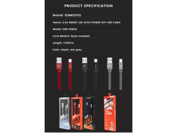 Kabel USB Somostel USB-A - Lightning 1 m Czarny (28315)