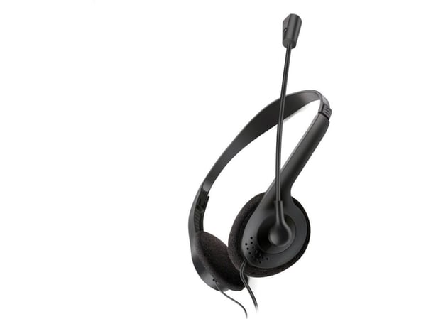 Omega FIS1020, Hörlurar, Huvudband, Kontor/callcenter, Svart, Binaural, 1,5 m