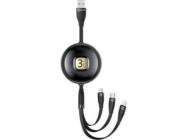 USAMS Kabel U69 3in1 1m svart farge (lyn/microUSB/USB-C) SJ508USB01 (US-SJ508)