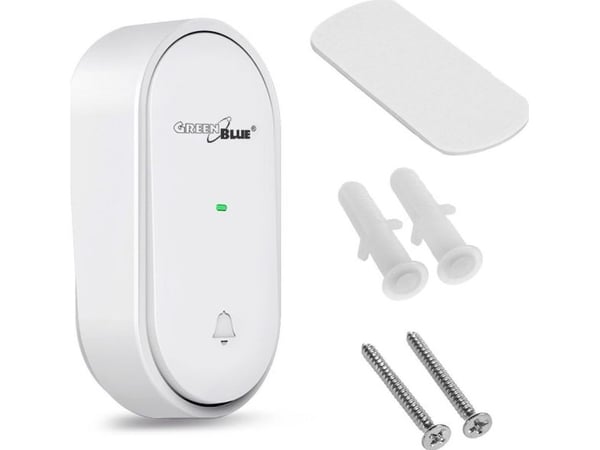 GreenBlue trykknapp til dørklokke, passer GB210, uten batterier, hvit, GB348