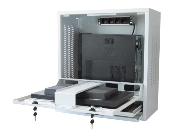 Techly ICRLIM10, Veggmonterbar hylle, 1U, 28,4 kg, Grå