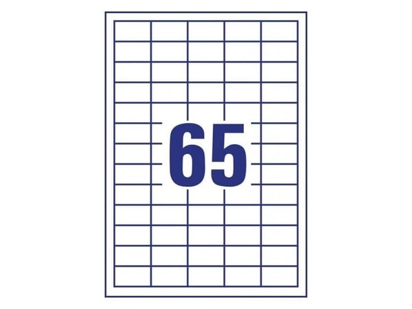 Avery LR3666-10, Hvit, Rektangel, Permanent, 38 x 21.2 mm, A4, Papir