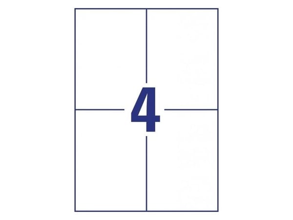 Avery LR3483-10, Hvit, Rektangel, Permanent, 105 x 148 mm, A4, Papir