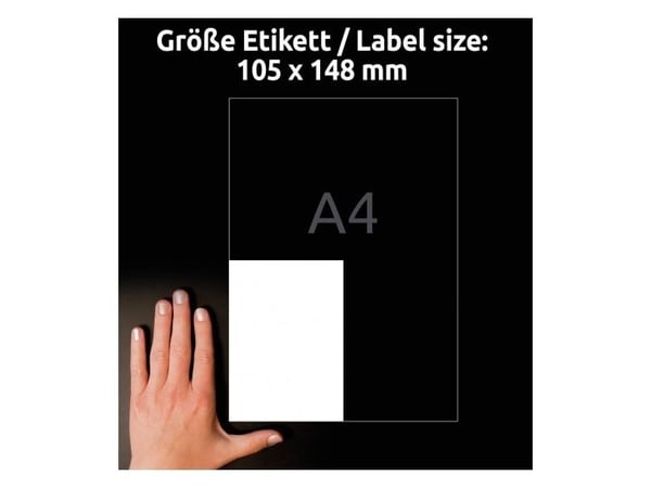 Avery LR3483-10, Hvit, Rektangel, Permanent, 105 x 148 mm, A4, Papir
