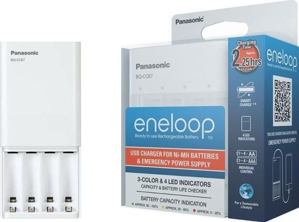 Panasonic eneloop BQ-CC87 - 1.25 - 6 tunnin akkulaturi - (2/4xAA/AAA)