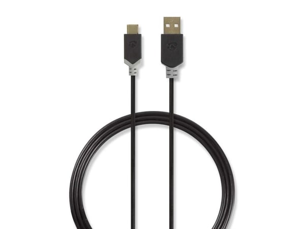 Nedis - USB-kabel - USB (hann) til USB-C (hann) - USB 2.0 - 1 m - rund - antrasitt