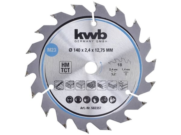 kwb 582357, Tungsten Carbide Tipped (TCT), Løvtre, Plast, Kryssfiner, Mykt tre, 14 cm, 1,27 cm, 1,4 mm, 2,4 mm