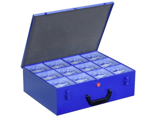 Allit metall smådelar-koffert EuroPlus Pro M 44XH-12L, blå pulverlackerad stålplåt, plasthandtag, 1 st (454131)