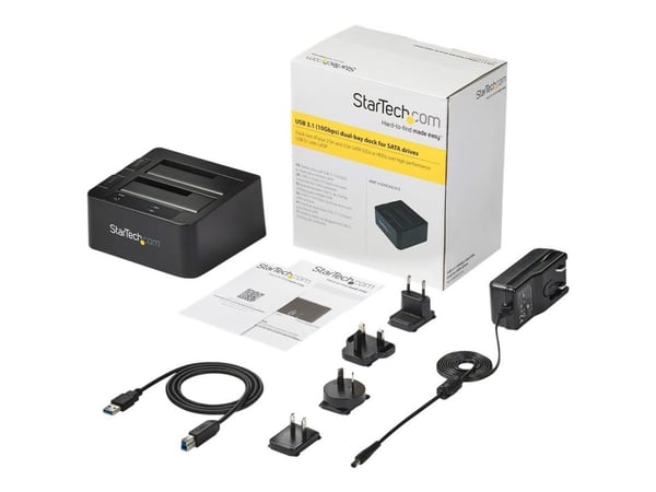 StarTech.com Dual-Bay USB 3.1 til SATA-harddiskdokkingstasjon, USB 3.1 (10 Gbps) harddiskdokkingstasjon, ekstern 2.53.5 SATA IIIIII, SSDHDD-dokking...