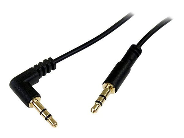 StarTech.com 0,3 m (1 fot) högervinkel 3,5 mm ljudkabel - 3,5 mm smal ljudkabel - högervinkel - hane/hane - Aux-kabel (MU1MMSRA) - Ljudkabel - mini...