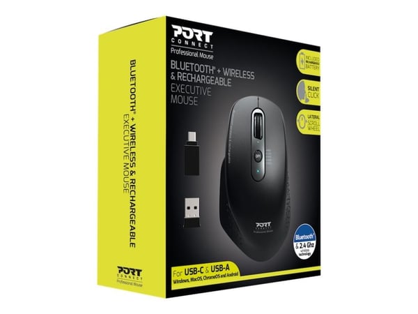 Port Designs 900716, Oikeakätinen, Optinen, RF Wireless + Bluetooth, 3200 DPI, Musta
