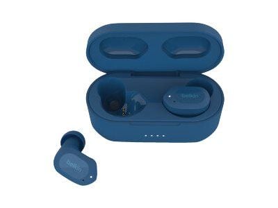 Belkin SoundForm Play - True wireless-hodetelefoner med mikrofon - i øret - Bluetooth - aktiv støydemping - blå