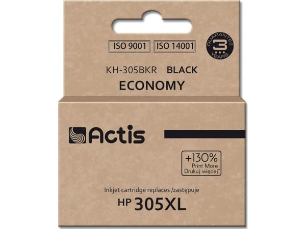 Actis KH-305BKR, Standard utskriftsproduksjon, Svart, Fargestoffbasert blekk, 20 ml, 1 stykker, Enkeltpakke