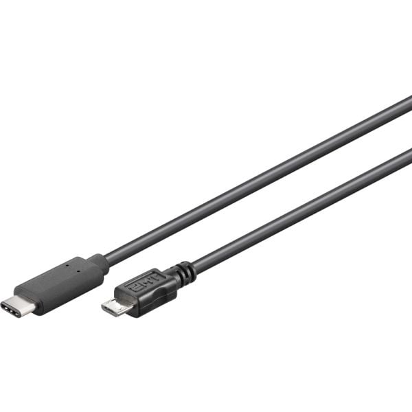 Goobay 67993, 1 m, Micro-USB B, USB C, USB 2.0, Hankjønn/hankjønn, Sort