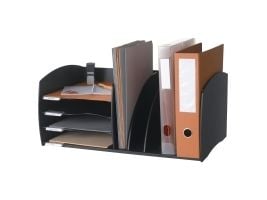 PAPERFLOW oppbevaringssystem S, 4 rom, svart polystyren, 2 justerbare skilleelementer (3020.01)